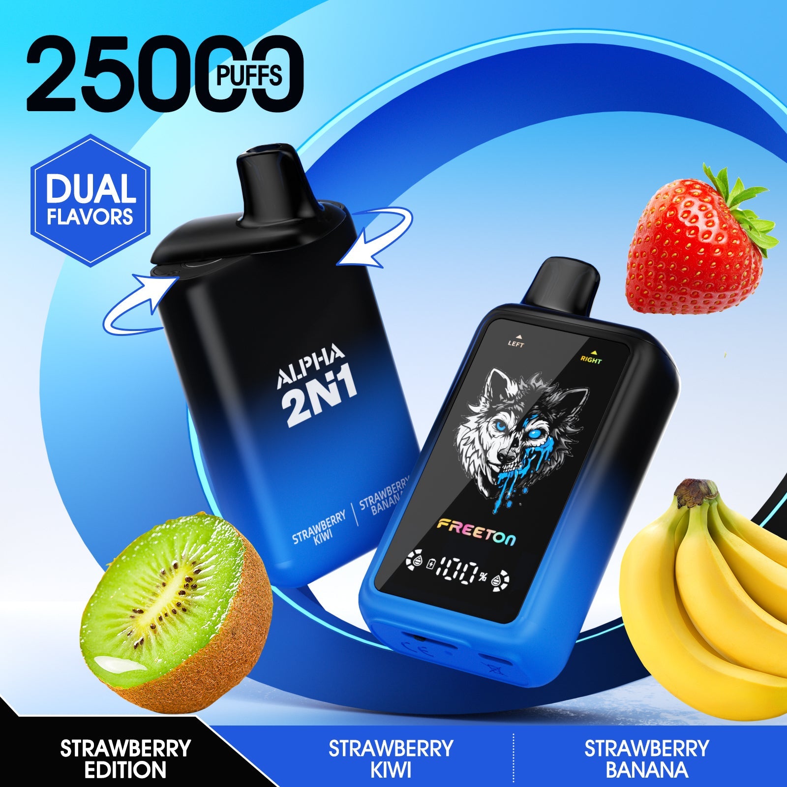 Freeton X Vapology Alpha 2in1 25k - Strawberry Kiwi + Strawberry Banana