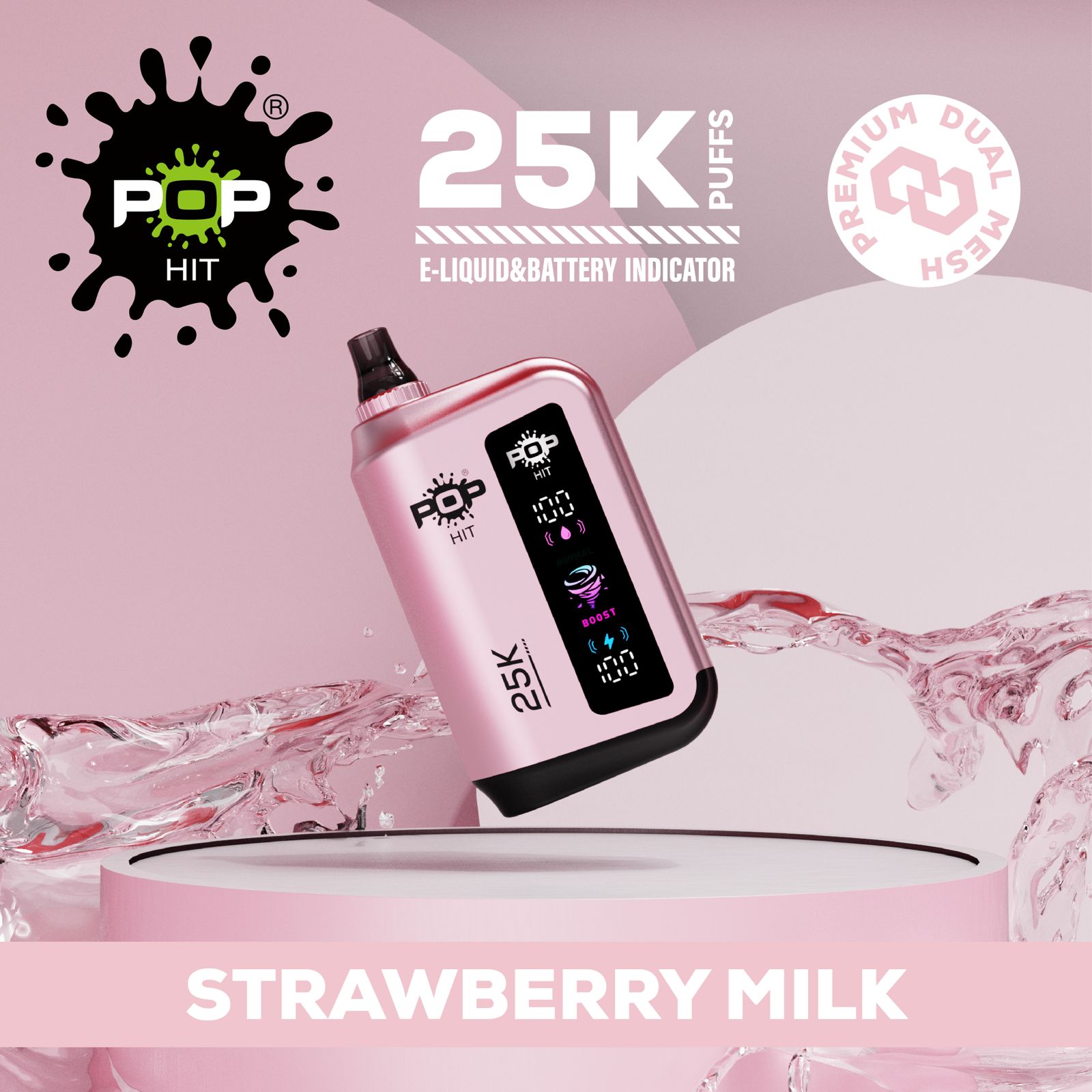 Pop Hit 25000 Puff 5% - Strawberry Milk