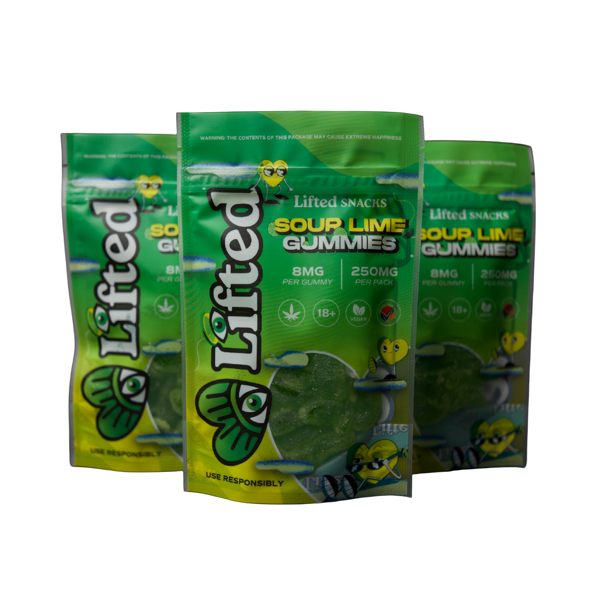Lifted Edibles - Sour Lime Gummies 250mg