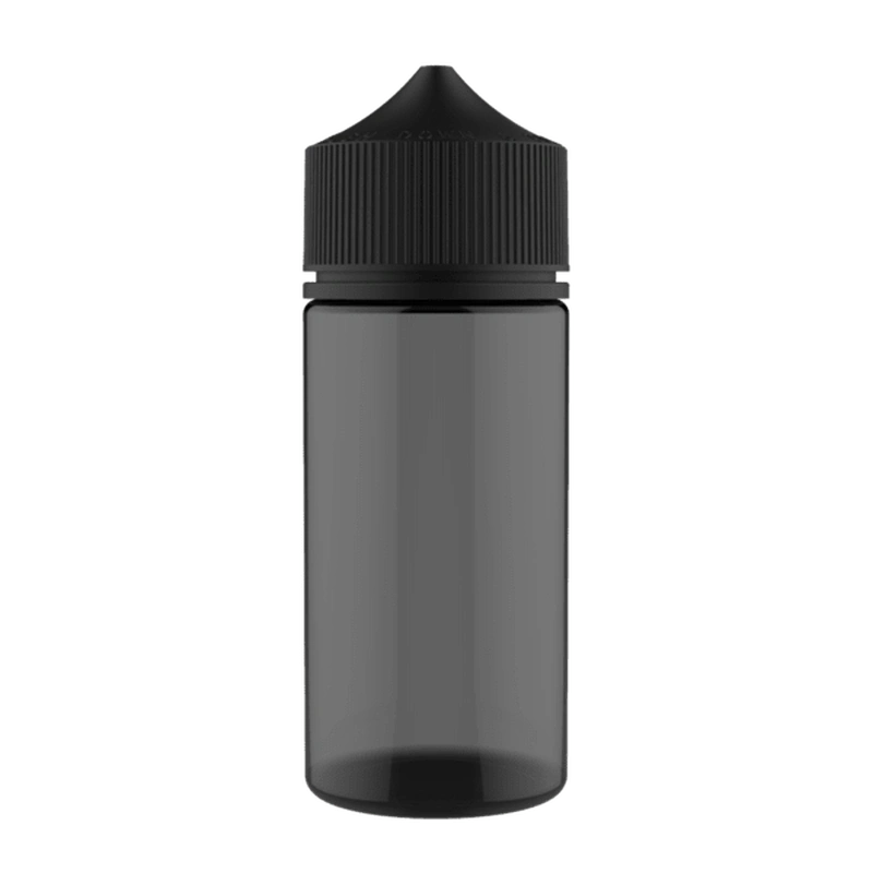 120ml Unicorn Black e-liquid bottle by Flavour World SA showing the black unicorn-themed packaging and liquid inside
