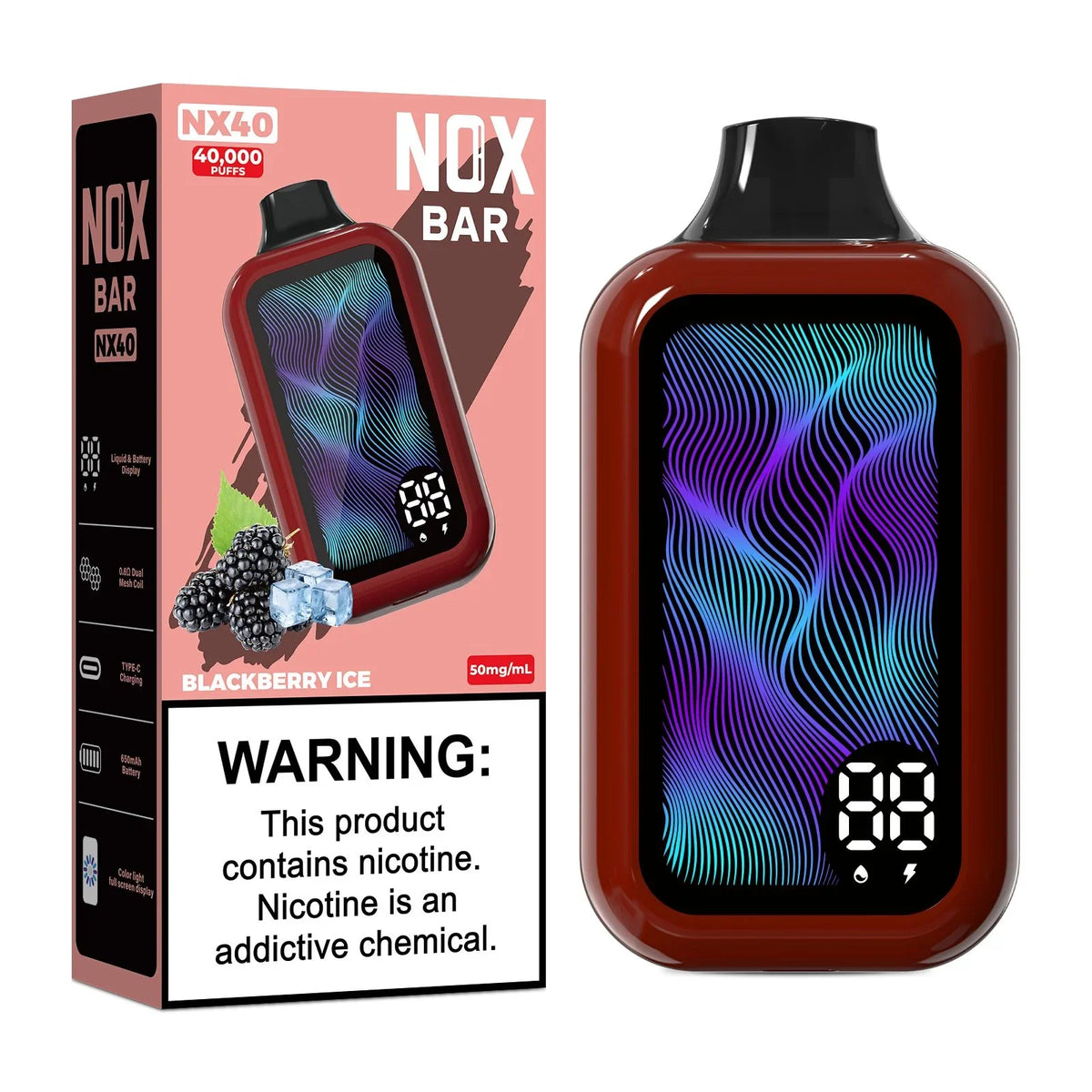 Nox Bar Nox Bar 40 000 Puff 5% - Blackberry Ice