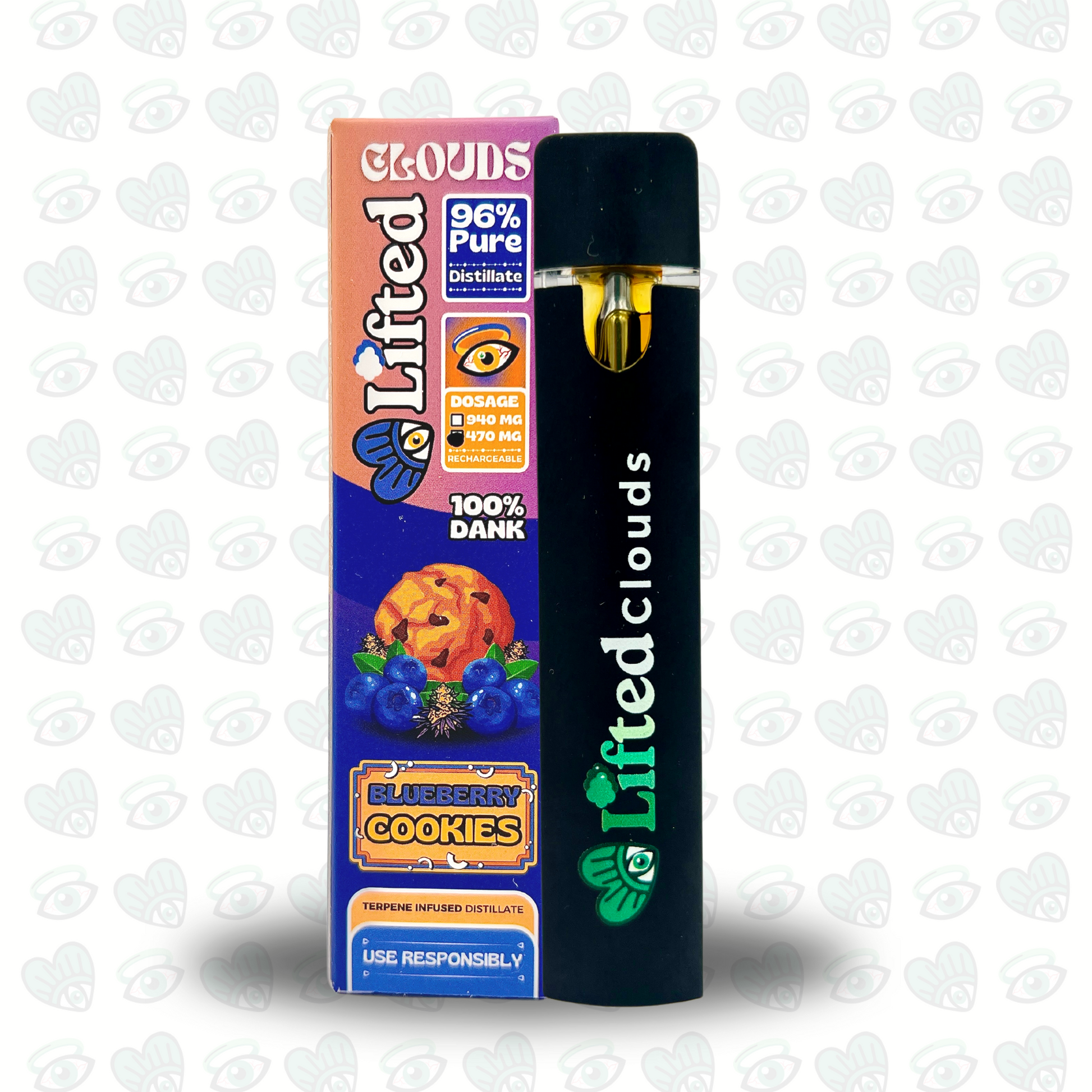 Lifted Clouds Delta 9 - Blueberry Cookies 1ml 940mg (Hybrid)