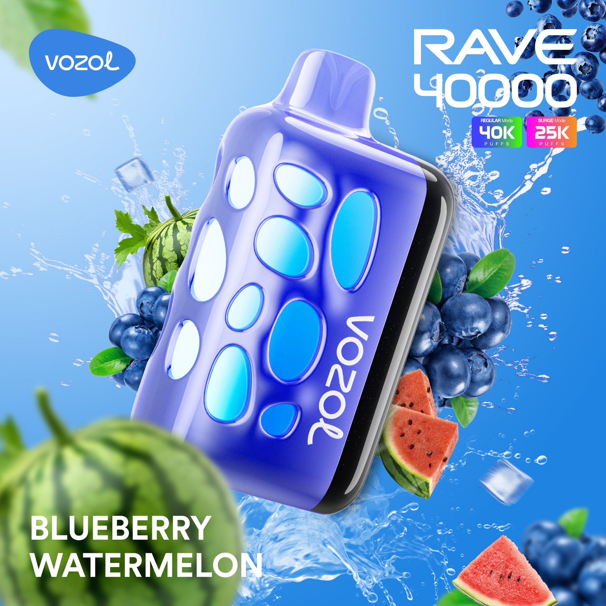 VOZOL Rave 40k Puff 5% – Blueberry Watermelon Ice