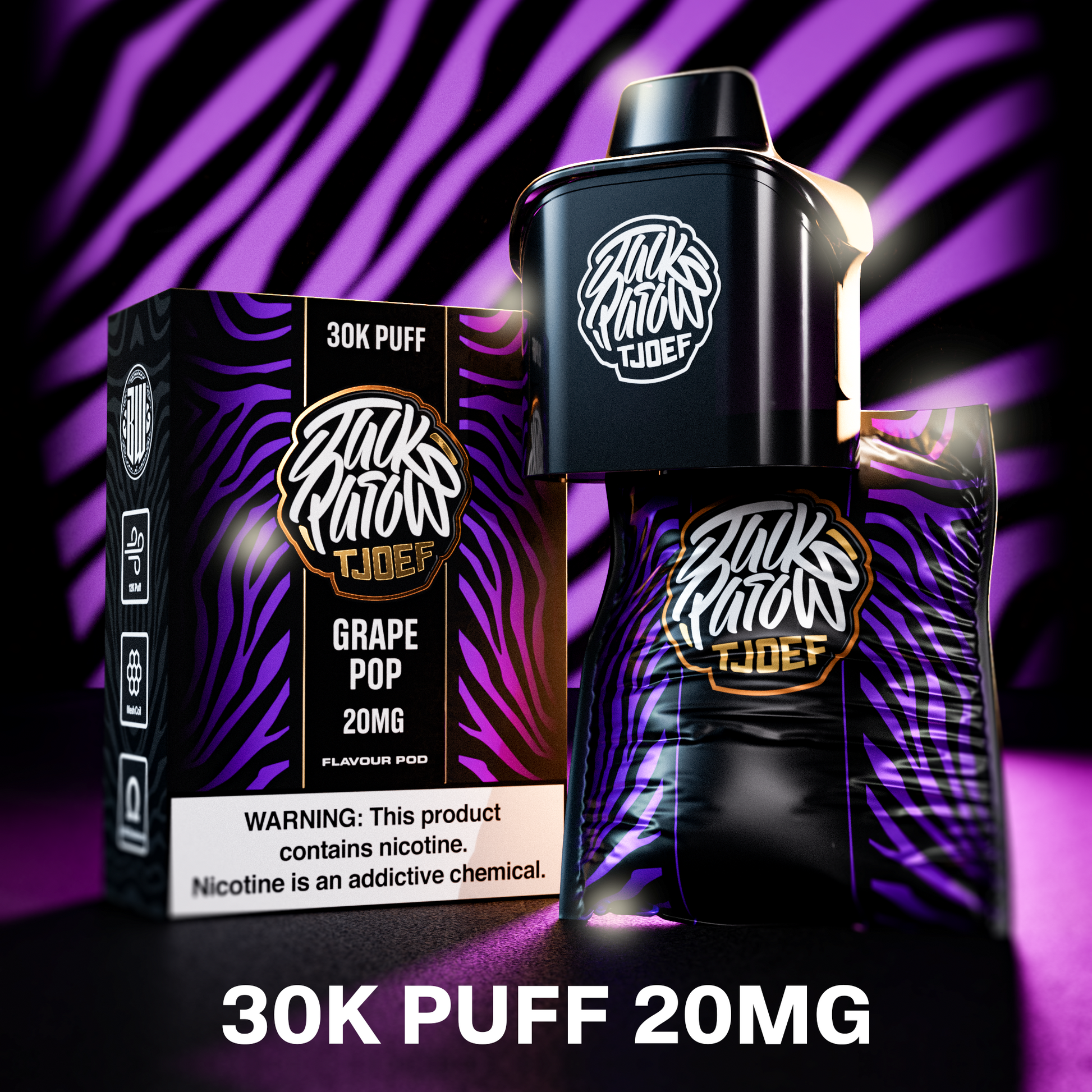 Jack Parow Tjoef Pod –  30k Puff Grape Pop Pod Only