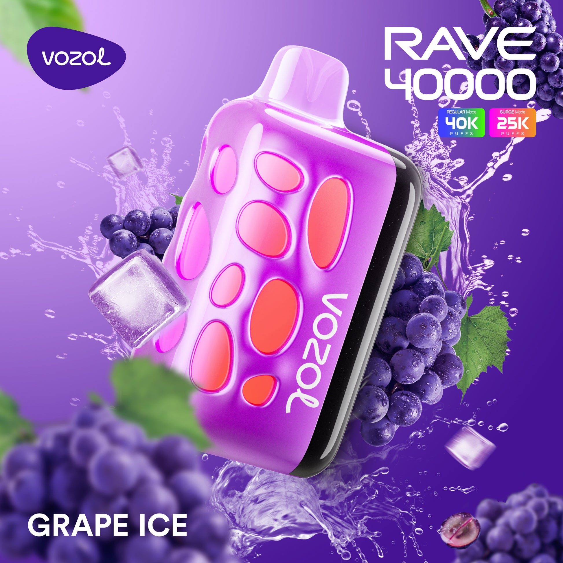VOZOL Rave 40k Puff 5% – Grape Ice