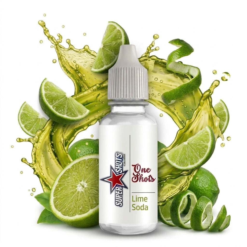 A bottle of One Shot Lime Soda One Shots with bright lime flavor and vibrant packaging, ideal for cocktails and mixed drinks.