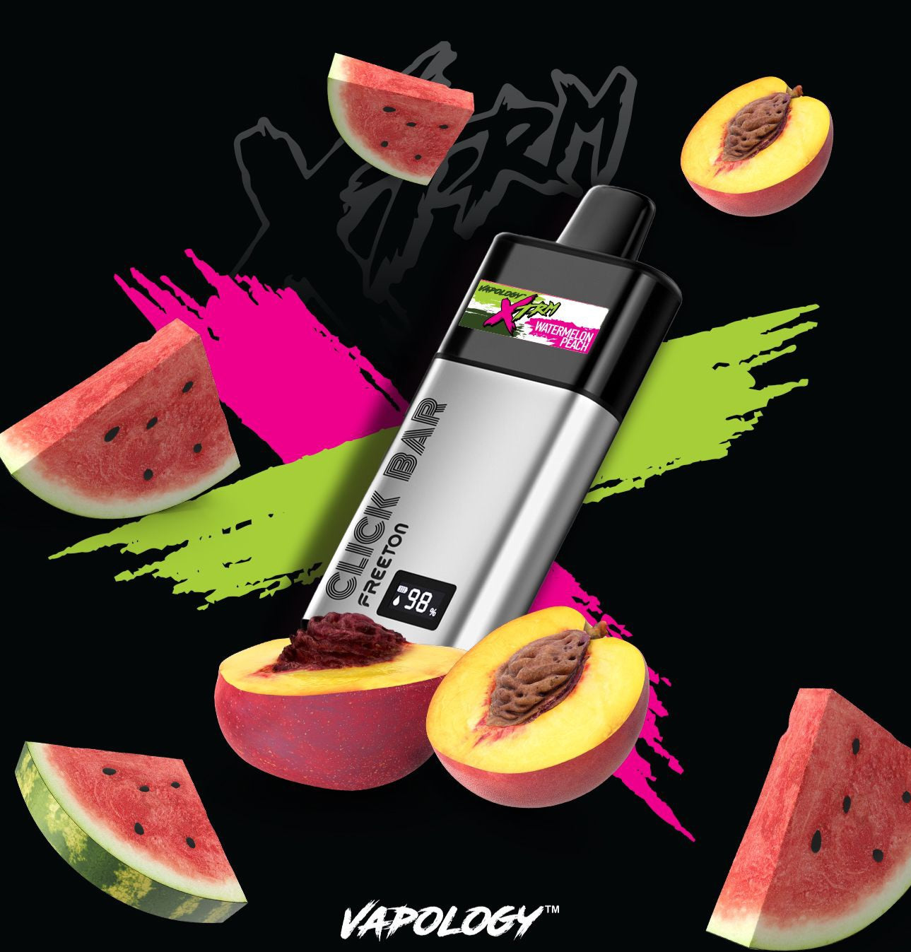 Vapology - Watermelon Peach Click Pod 7000+Free Click Bar Battery