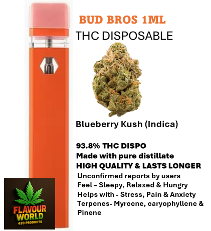 Bud Bros - 1ML THC Disposable - Blueberry Kush (Indica)