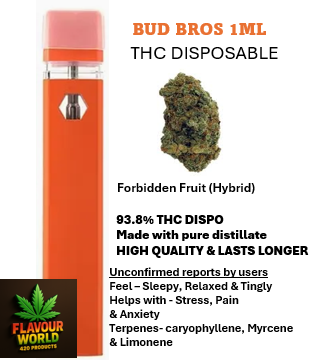 Bud Bros - 1ML THC Disposable - Forbidden Fruit (Hybrid)