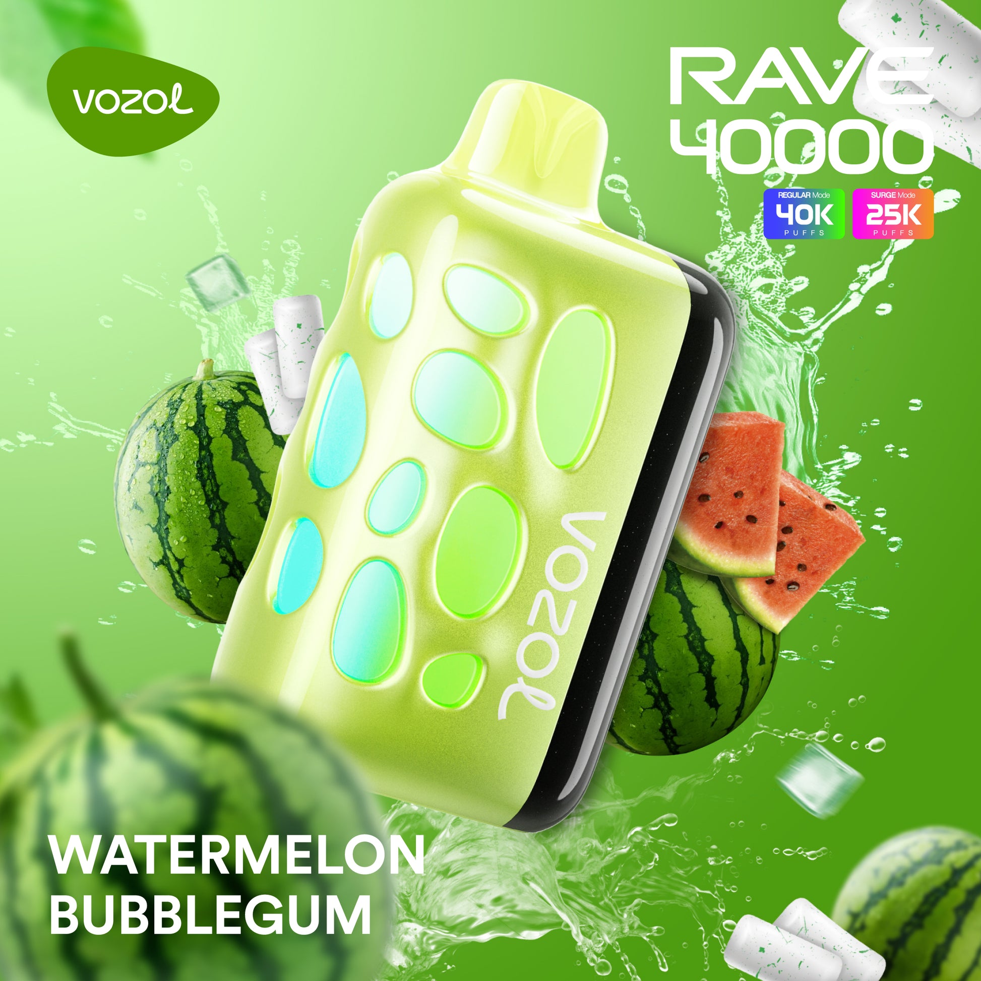 VOZOL Rave 40k Puff 5% – Watermelon Bubblegum