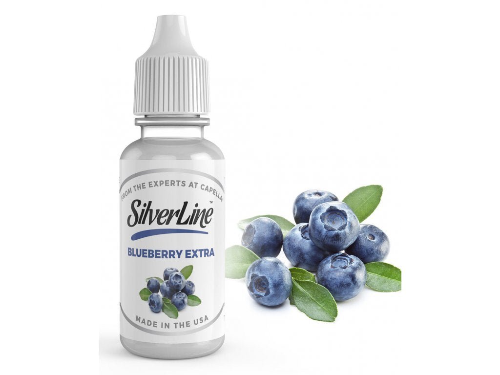 Blueberry Extra flavored cap by Silverline from Flavour World SA, featuring vibrant blueberry design and silver accents.