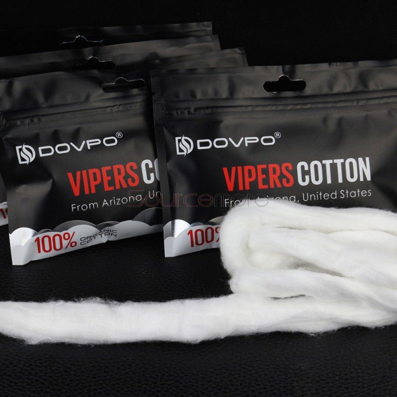 Dovpo Vipers Cotton vape cotton for e-cigarettes, shown in natural packaging by Flavour World SA (PTY) LTD.
