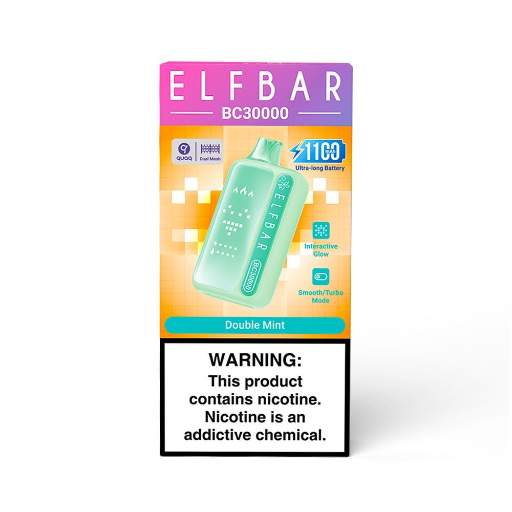 Elf Bar BC30000 Double Mint 5% disposable vape with sleek design and double mint flavor.
