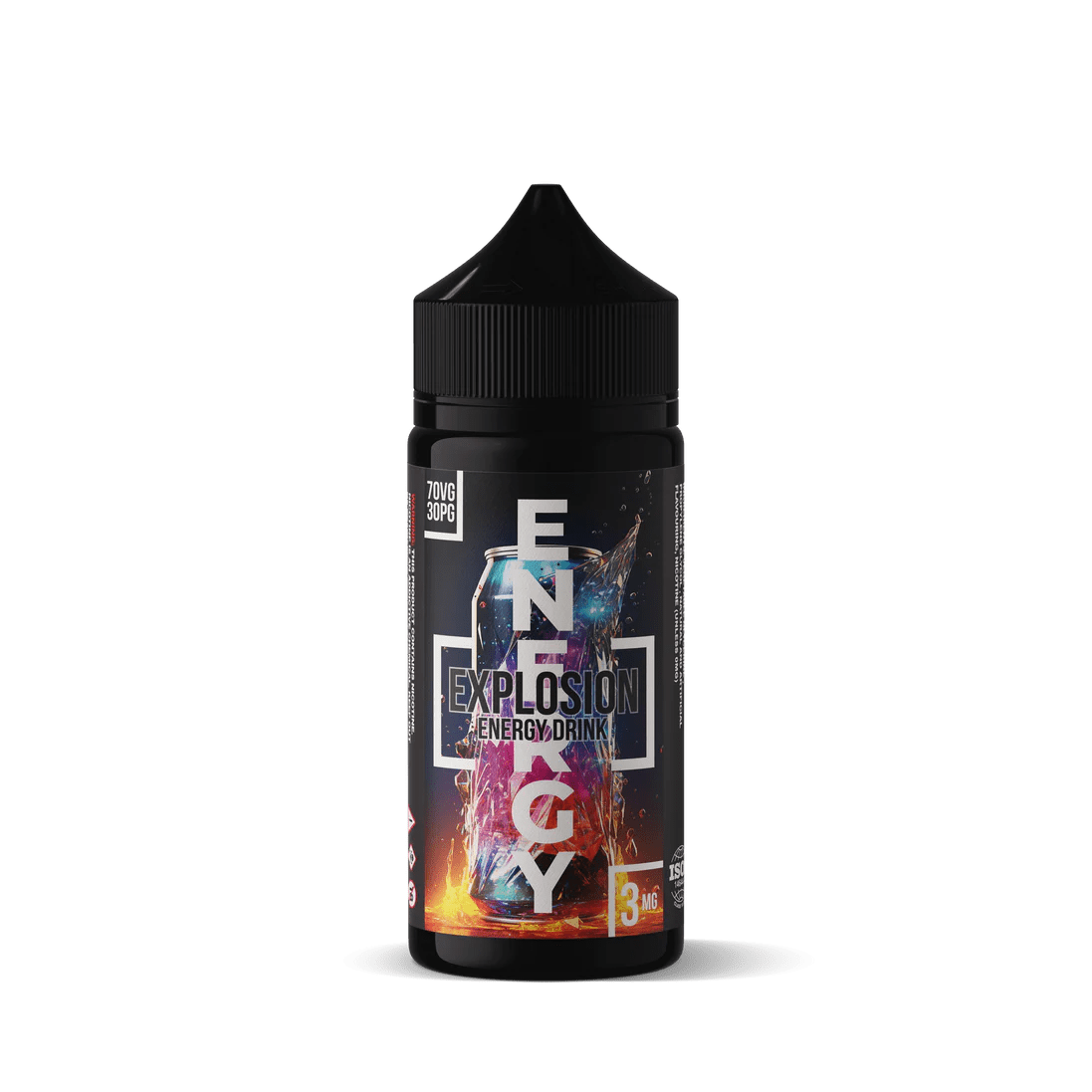 Explosion Longfill 120ML 3MG vape juice from Flavour World SA, featuring energy flavor with VG and nicotine shot included.