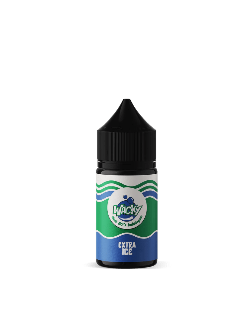 Bottle of Explosion Nic Salt longfill combo Wacky Extra Ice 30ml e-liquid by Flavour World SA, featuring vibrant colorful packaging.