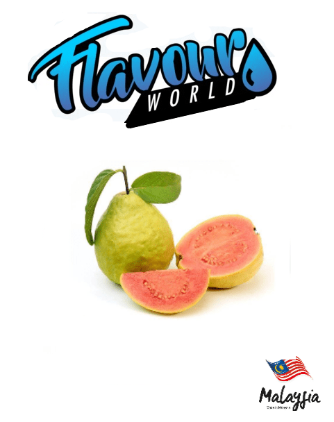 Fresh Malaysian guava from Flavour World SA, showing vibrant green skin and ripe pink flesh inside.