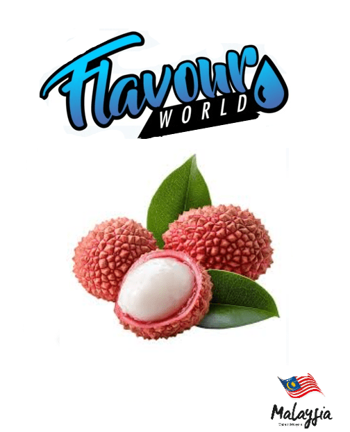 Fresh Malaysian Litchi from FSA by Flavour World SA, showcasing vibrant pink outer skin and juicy, translucent fruit inside.