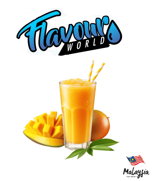 Bottle of FSA Malaysian Mango Juice by Flavour World SA, showing vibrant mango liquid in clear container.