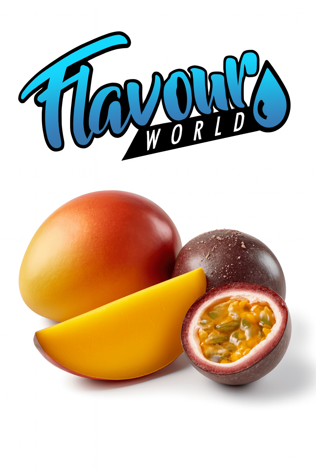 FSA Malaysian Mango Passion Fruit from the 2025 Collection, vibrant fresh tropical fruits with bright orange mango and purple passion fruit