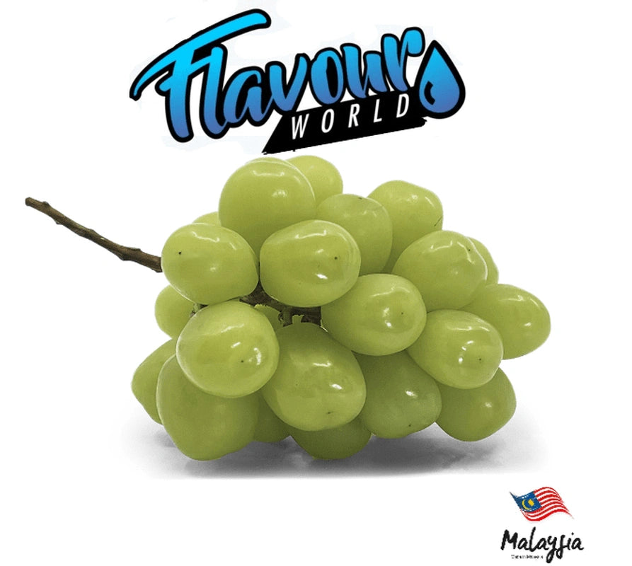 Fresh Malaysian Muscat grapes from the 2025 Collection by Flavour World SA, showcasing plump, green grapes with a smooth skin.