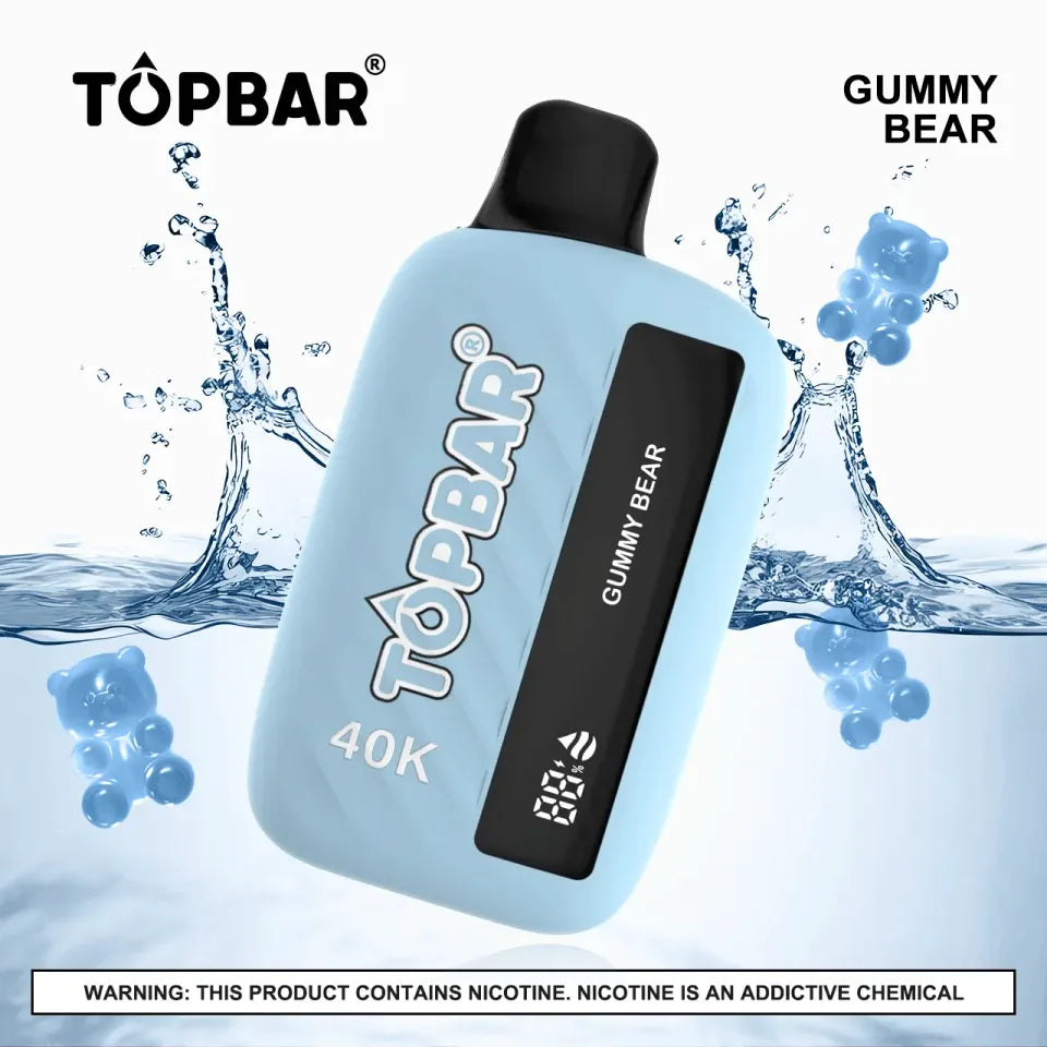 TOPBAR 40K Gummy Bear 5% cannabis edible in colorful gummy bear shape, with vibrant colors and detailed texture.