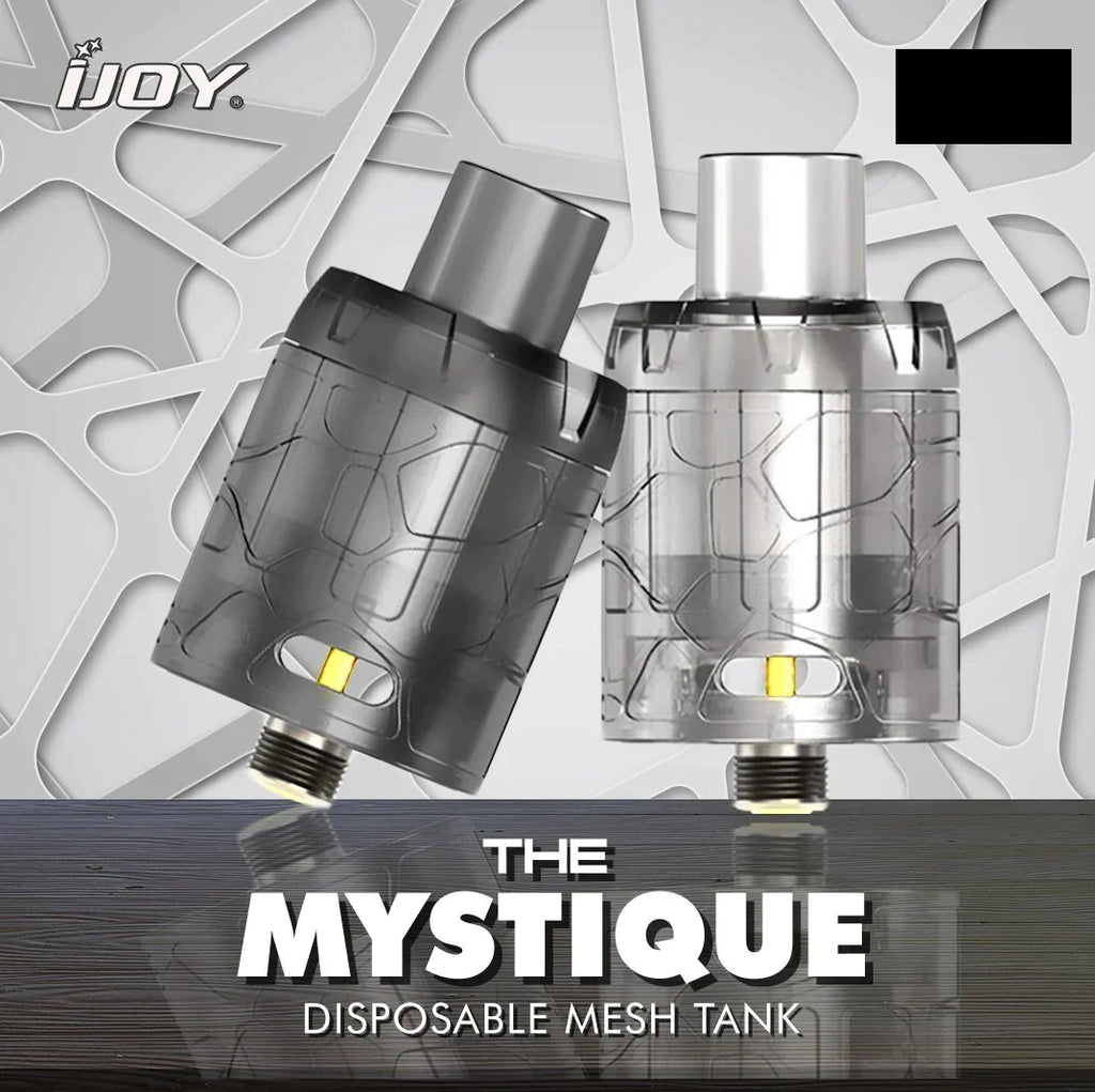 Clear iJoy Mystique Mesh disposable vape tank by Flavour World SA, showing the transparent tank and mouthpiece design.