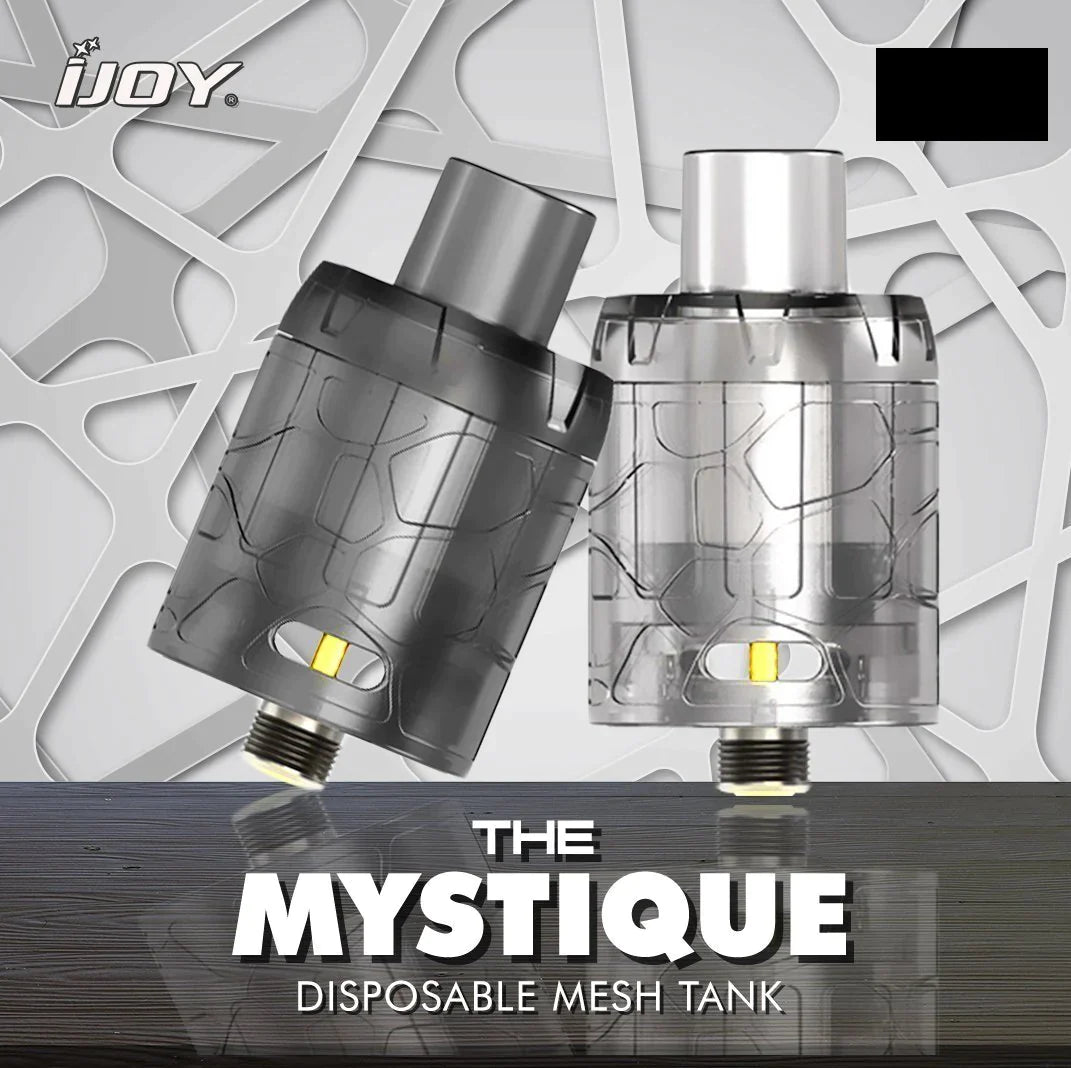 Clear iJoy Mystique Mesh disposable vape tank by Flavour World SA, showing the transparent tank and mouthpiece design.