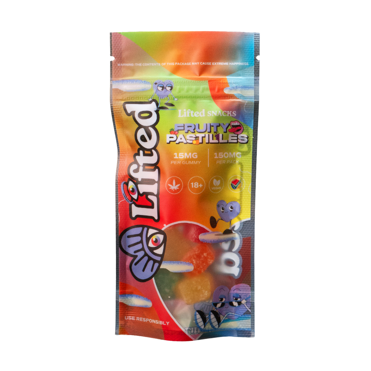 Lifted Clouds Fruit Pestilles edible candies with colorful fruit flavors and vibrant packaging.