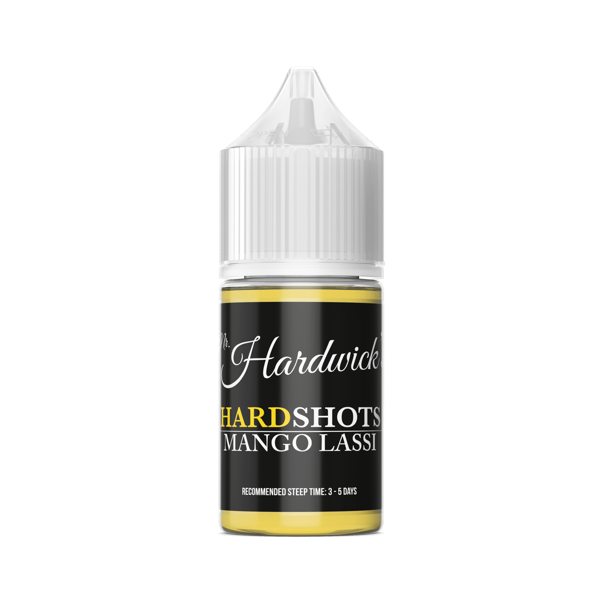 Mr Hardwicks Hard Shot Mango Lassi drink in a clear glass, showcasing vibrant yellow mango flavor and smooth texture.