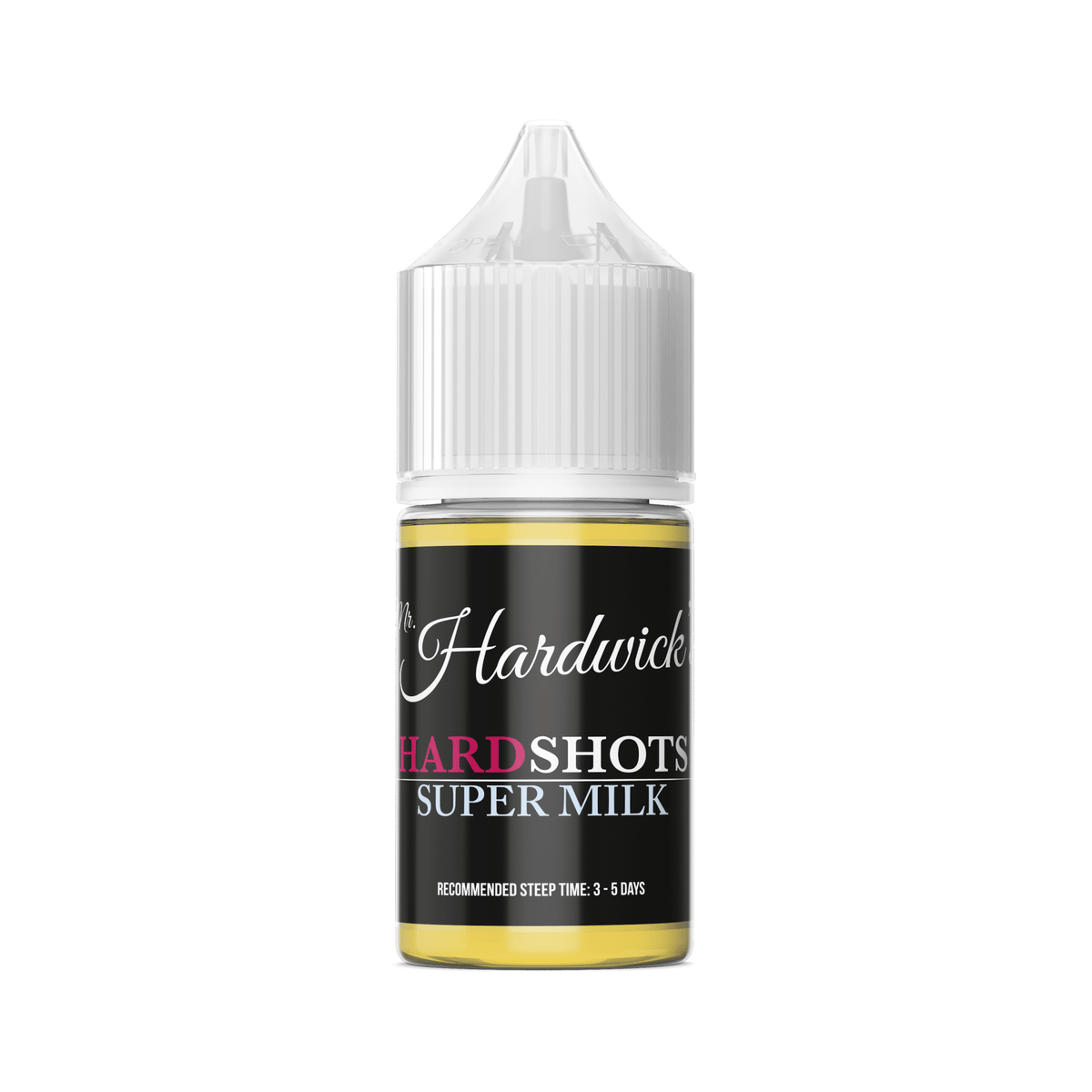 Mr Hardwicks Hard Shot Super Milk from Flavour World SA showing a milk-flavored energy shot in a sleek bottle.