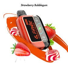 Oxbar GPrime Strawberry Bubblegum Vape 5% with pink and white vape device, showing flavor branding and vibrant design.
