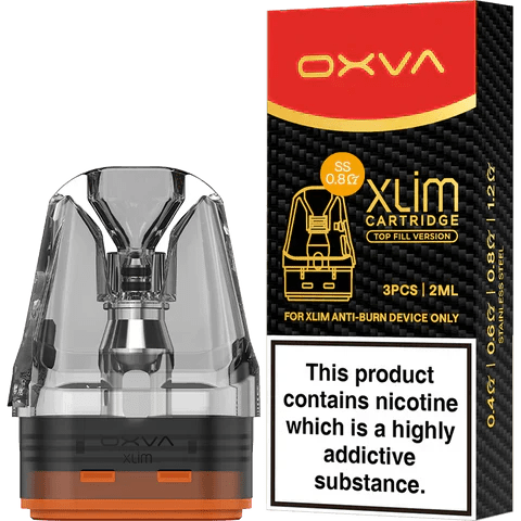 OXVA DNA stainless steel pods with sleek metallic finish, designed for use with OXVA vaping devices.