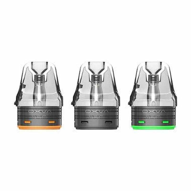 Set of OXVA NeXlim pods in 0.6, 0.8, and 1.2 ohm resistance variants for MTL vaping