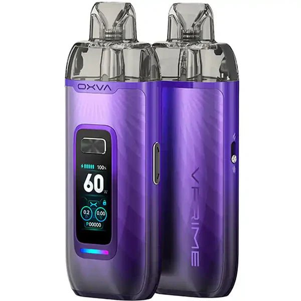 OXVA Vprime DTL/MTL Pod Kit with sleek design, featuring adjustable airflow and replaceable coils for versatile vaping experiences.
