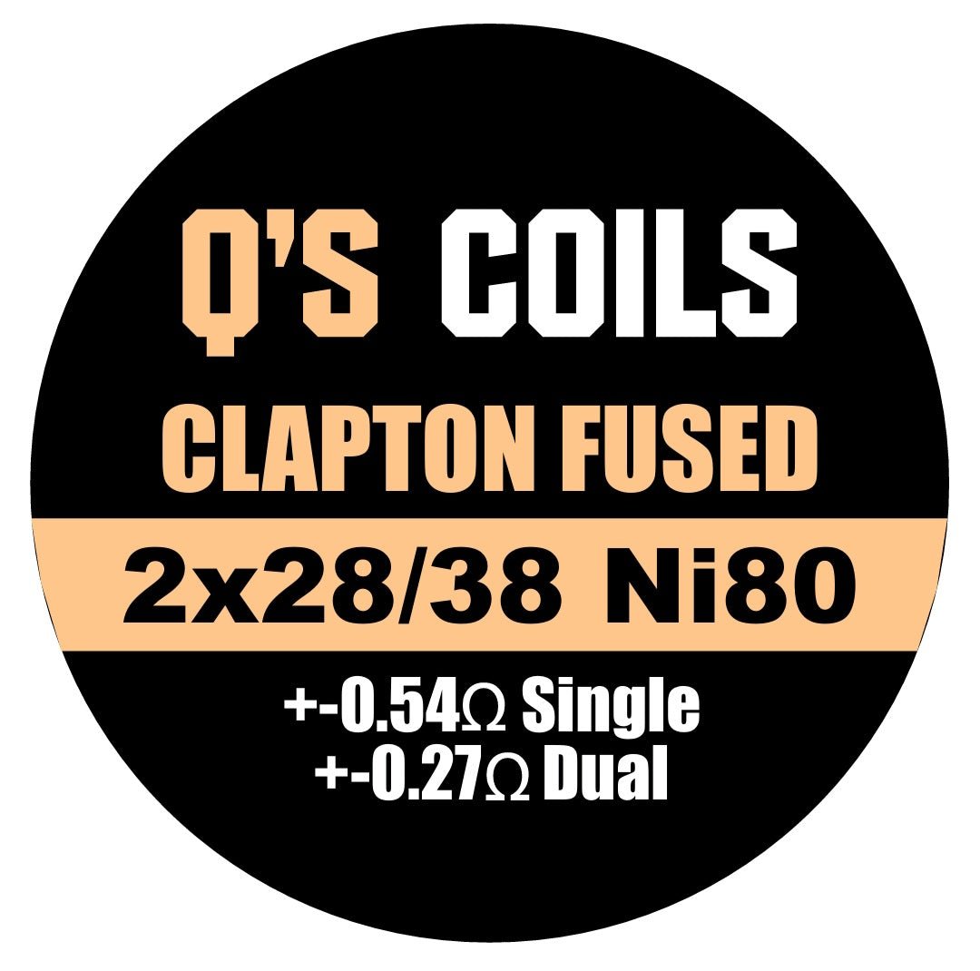 Fused Clapton coil with 2x28/38 Ni80 wire by Flavour World SA, showing tightly wound dual-wire vape coil for rebuildable atomizers.