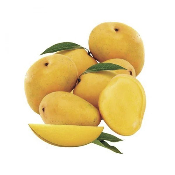 Fresh RAW Alphonso mango from Flavour World SA, showcasing ripe yellow-orange mango with smooth skin and vibrant color.