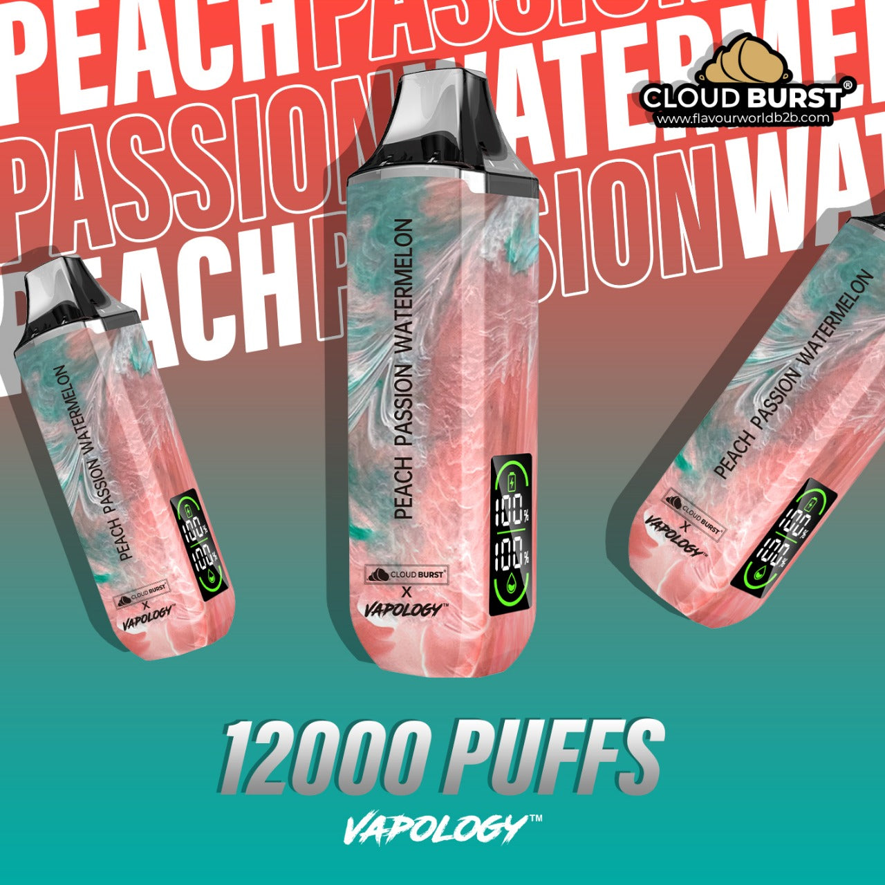 Cloud Burst X Vapology  - 12000 Peach Passion Watermelon