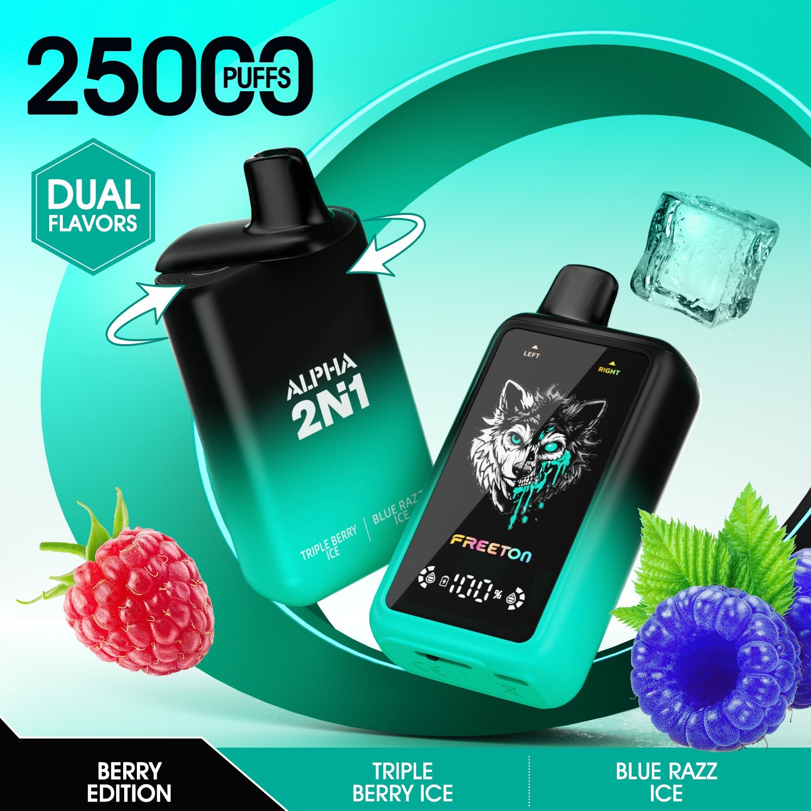 Freeton X Vapology Alpha 2in1 25k - Triple Berry + Blue Raz Ice