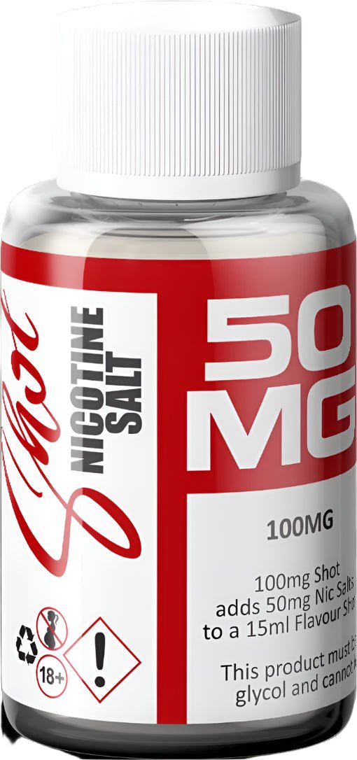 Steam Engine Nicotine Shots 30ml bottle with 100mg and 50mg nicotine salt shots for vaping.