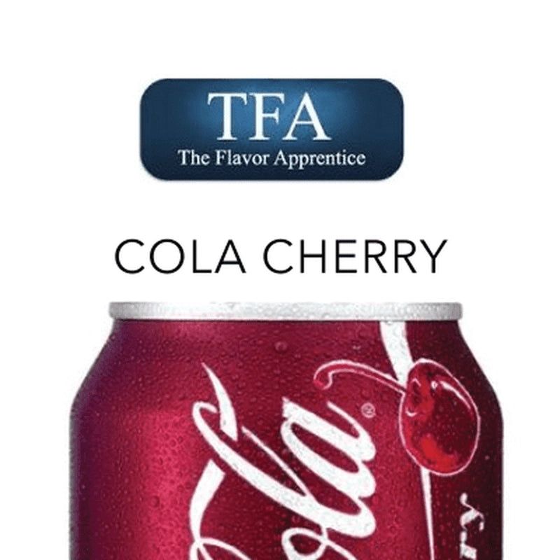 TFA Cola Cherry flavor concentrate bottle from TFA/TPA Flavour Concentrates, featuring a colorful label with cherry and cola imagery.