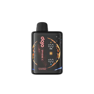 Vaporesso Dojo Sphere X 40k vape pod with Strawberry Slam Dunk 5% e-liquid, showing the colorful cylindrical device and flavor label.