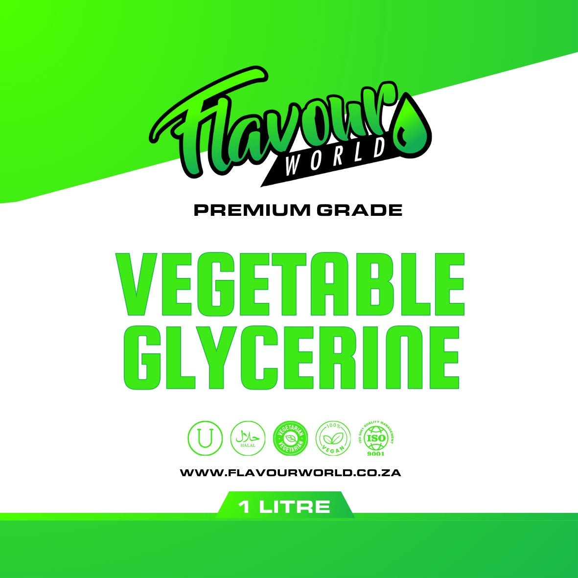 Bottle of PG VG & Premixed Eliquid Base Vegetable Glycerine BP for DIY e-liquid mixing, clear container with label visible.