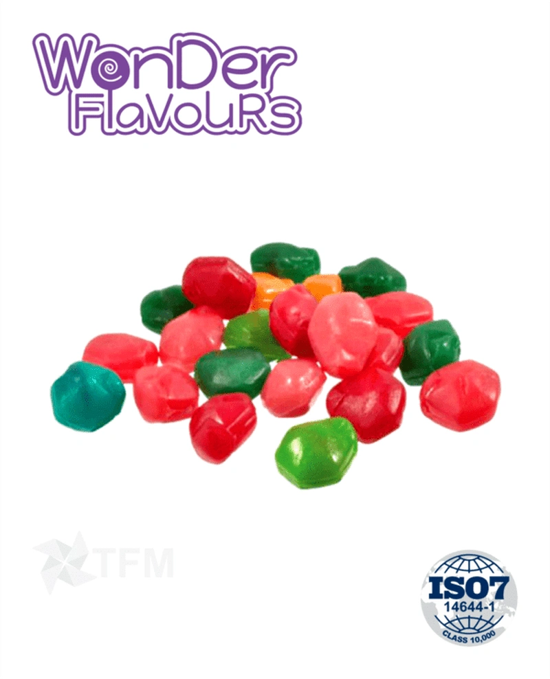 Wonder Flavours Gushy Fruit Candy concentrated flavor in a bottle, vibrant fruit candy flavor profile for DIY e-liquid or flavoring.