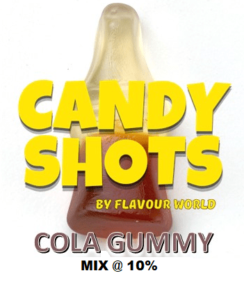 Cola gummy candies from Flavour World SA in clear shot, showing glossy, soft-textured cola-shaped gummy sweets.