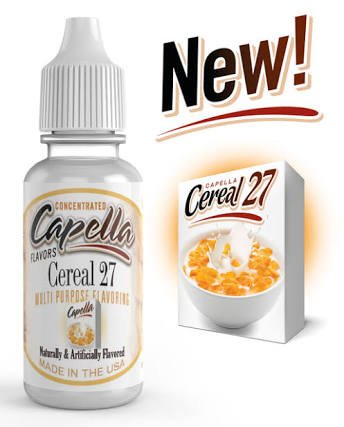 Capella Flavour Concentrates Cap Cereal 27 flavor bottle, with bright label and cap, used for e-liquid vaping flavoring.