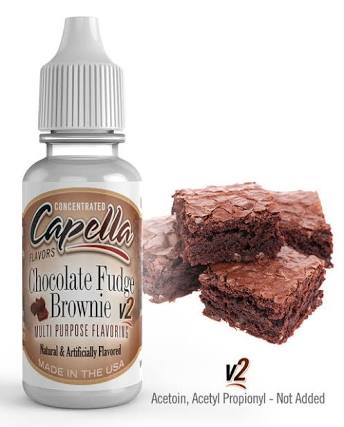 Capella Flavour Concentrates Chocolate Fudge Brownie V2 bottle with label, showcasing rich chocolate and brownie flavor profile.