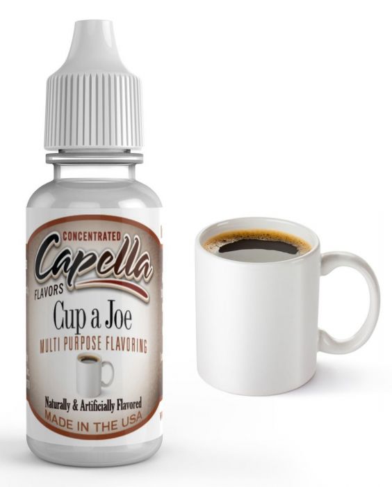 Capella Concentrates Cap Cup A Joe flavor in a small bottle, used for vaping e-liquids with coffee and sweet notes.