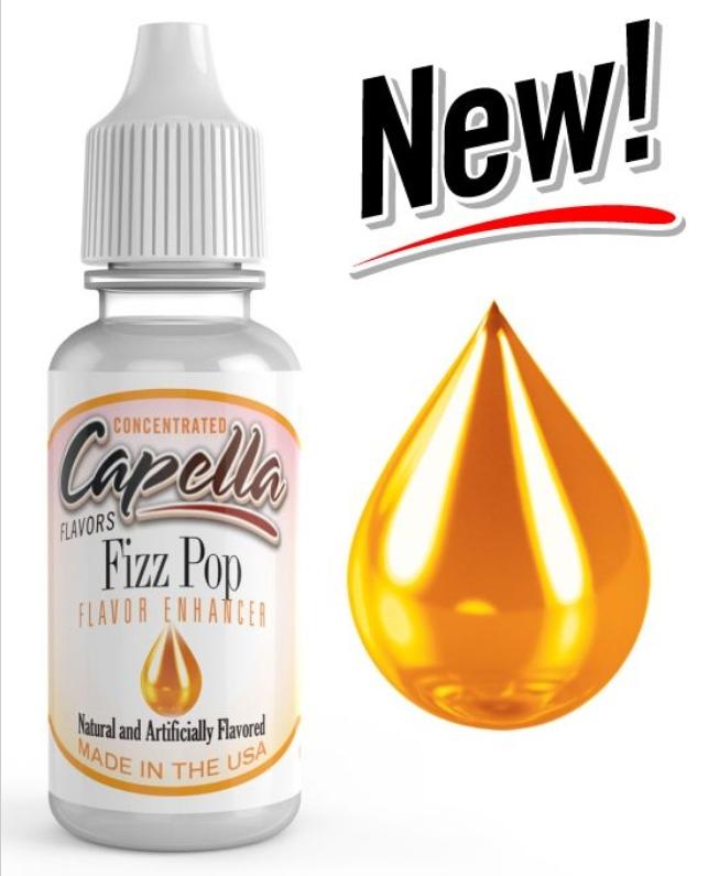 Capella Flavour Concentrates Cap Fizz Pop Enhancer bottle with colorful label and cap, designed to enhance beverage flavor.