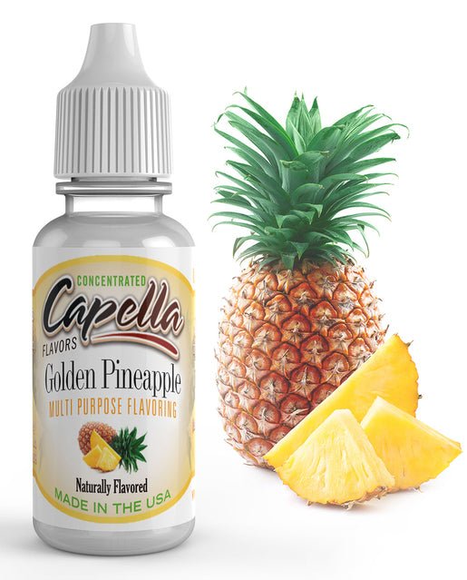 Capella Flavour Concentrates Golden Pineapple Cap, a yellow pineapple-shaped bottle of flavor concentrate.