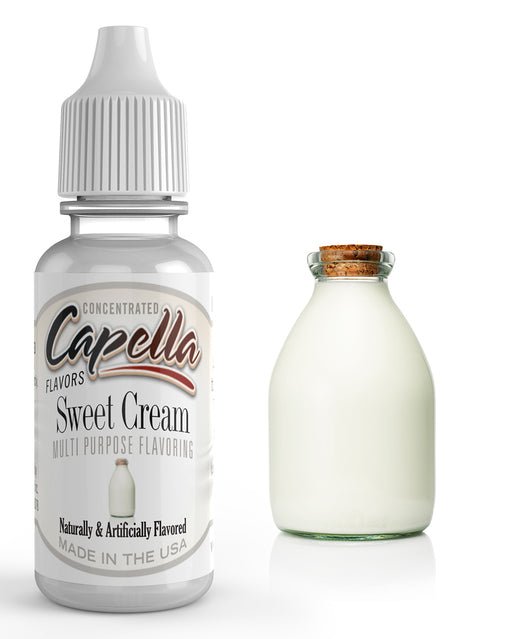 Capella Flavour Concentrates Sweet Cream Capella Concentrate in a small bottle with a white cap and label.